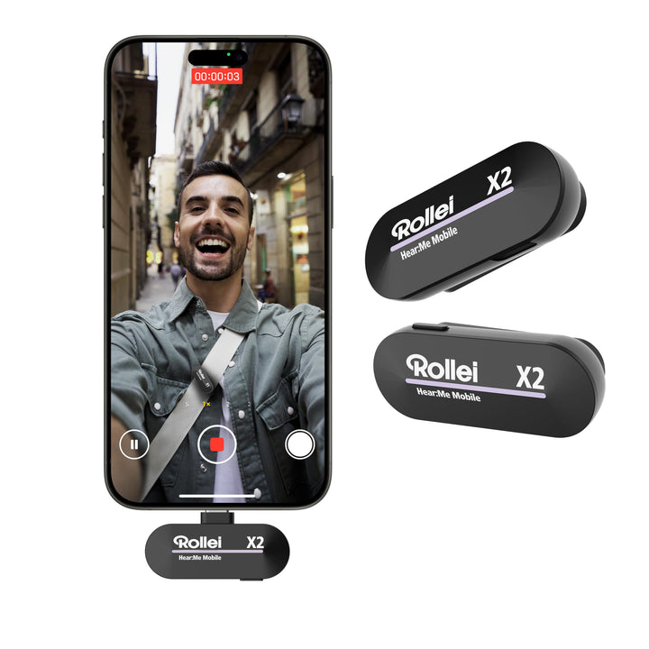 Rollei Hear:Me Mobile X2 Lavalier Mikrofon Kabellos, Ansteckmikrofon USB C für iPhone 15/16/Andriod