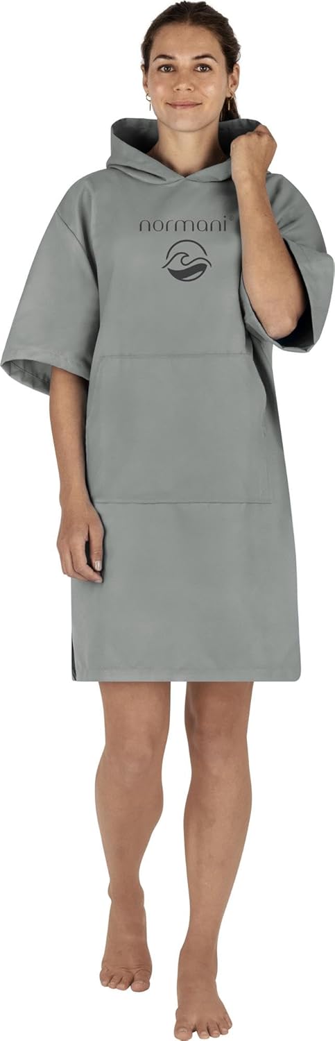 normani Unisex Badeponcho - Badehandtuch mit Kapuze aus Mikrofaser - schnelltrocknend und mit kleine