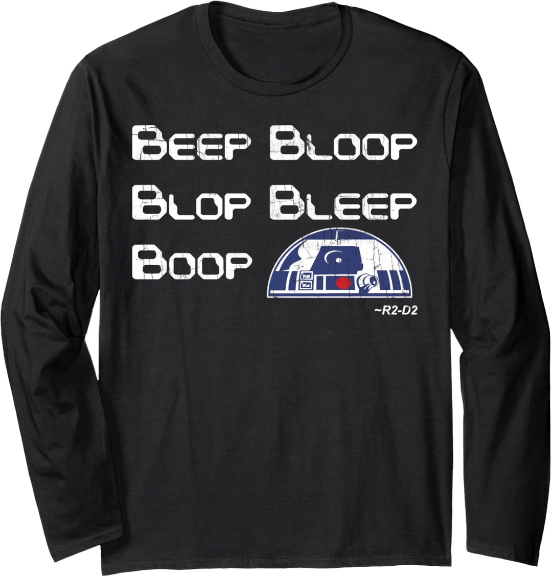 Star Wars R2-D2 Bleep Boop Language Text Langarmshirt