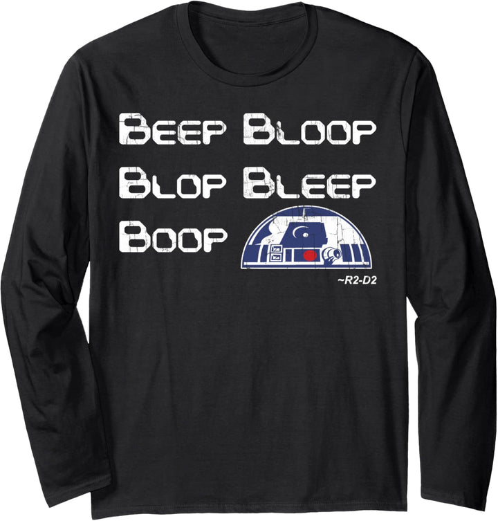 Star Wars R2-D2 Bleep Boop Language Text Langarmshirt