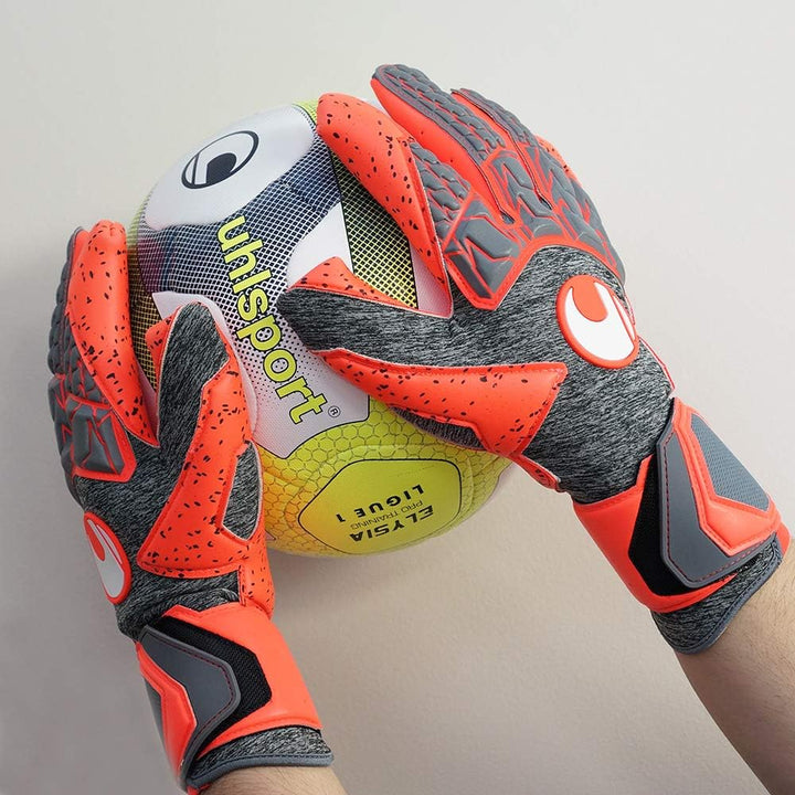 Uhlsport Erwachsene Aerored Supergrip HN Torwarthandschuhe 10 dark grau melange/fluo rot, 10 dark gr