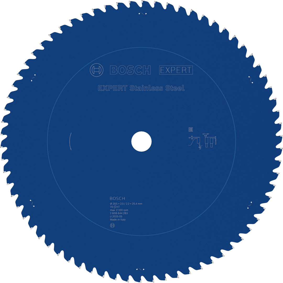 Bosch Professional Kreissägeblatt Expert for Stainless Steel (Edelstahl, 355 x 25,4 x 2,5 mm, 70 Zäh