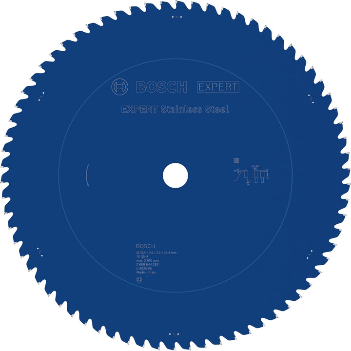 Bosch Professional Kreissägeblatt Expert for Stainless Steel (Edelstahl, 355 x 25,4 x 2,5 mm, 70 Zäh