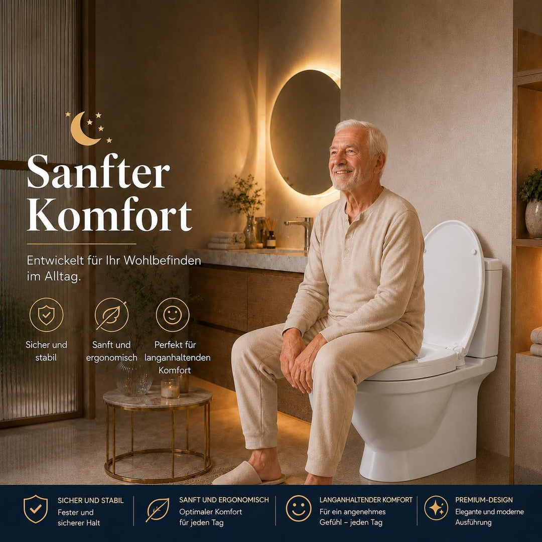 WC-Sitz erhöht 5cm für ältere/behinderte Menschen, WC-Sitzerhöhung Toilettensitz aus Duroplast, leis