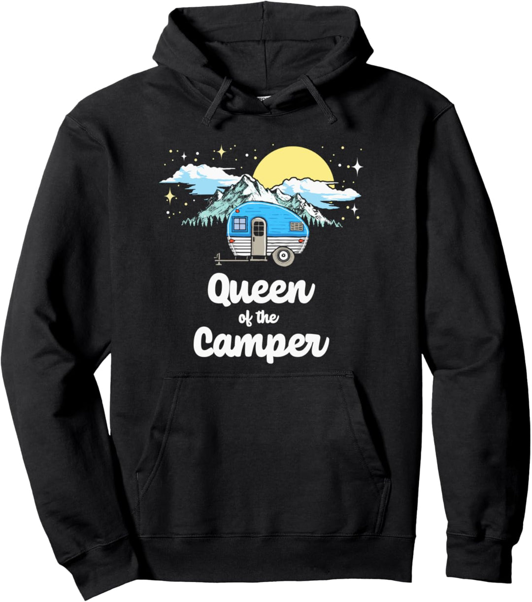 Queen of the Camper Retro RV Funny Camping Under the Stars Pullover Hoodie