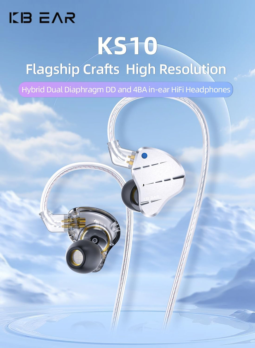 KINBOOFI KBEAR KS10 Ohrmonitore Kopfhörer, professionelle Kabel Ohrhörer Earphone, HiFi Kbear im Ohr