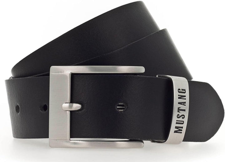 MUSTANG Herren Ledergürtel MG2164L15Z 40mm Gürtelbreite Schwarz Braun 120-130cm W125 Black 0791, W12