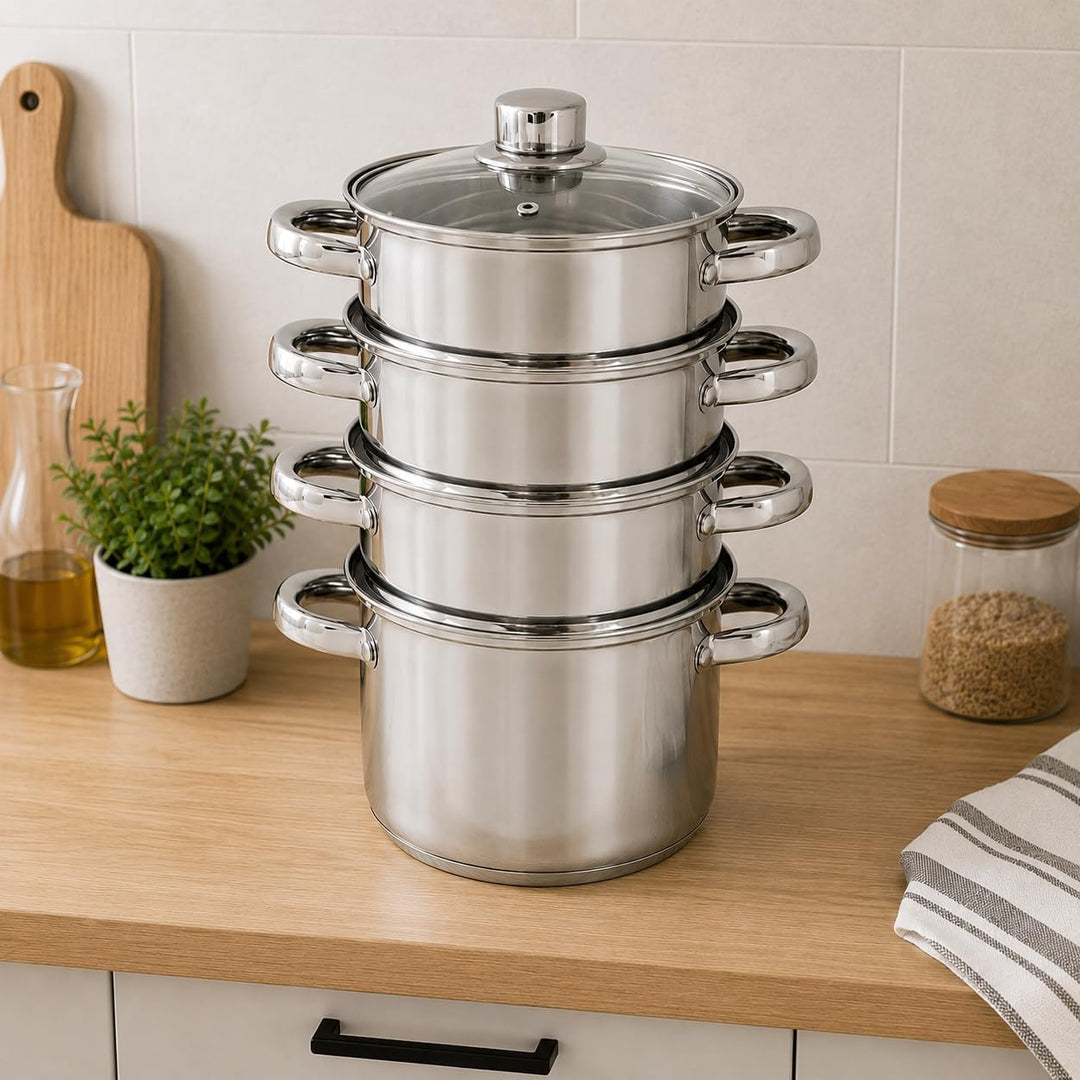 Mantowarka Dampfkocher (Silber, 5Teile) Silber 5Teile, Silber 5Teile
