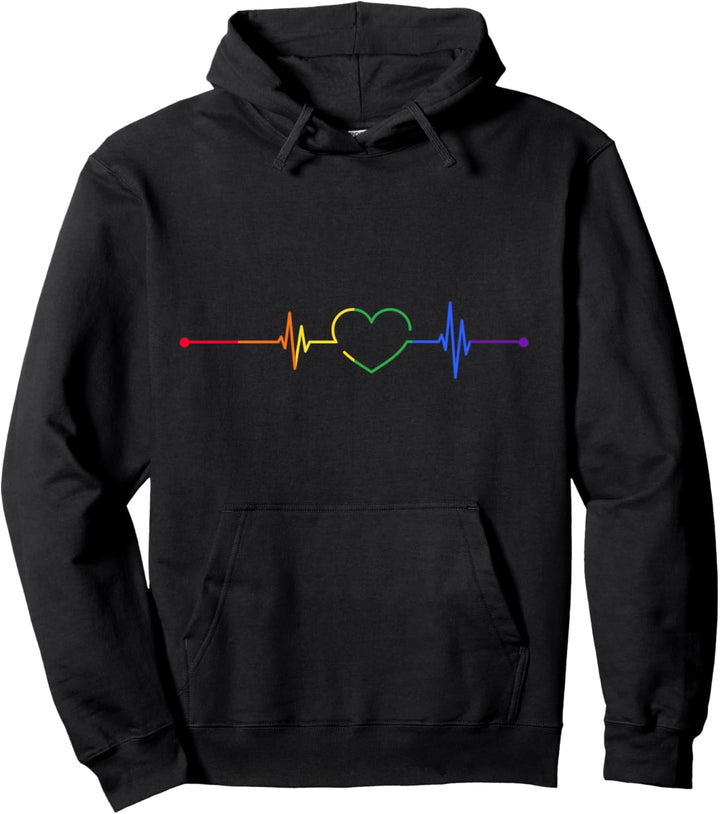 Regenbogen Gay Pride Queer Geschenk Herzschlag LGBTQ Pullover Hoodie