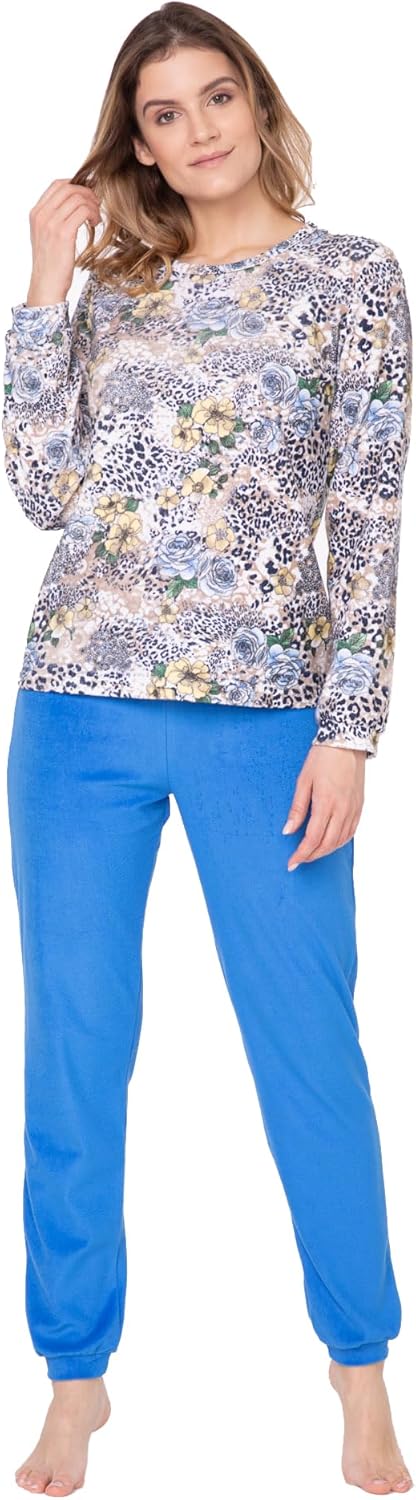 e.Femme® Damen Pyjama Hausanzug Freizeitanzug Kamila 2214 aus Frottee 80% Baumwolle, 20% Polyester 3