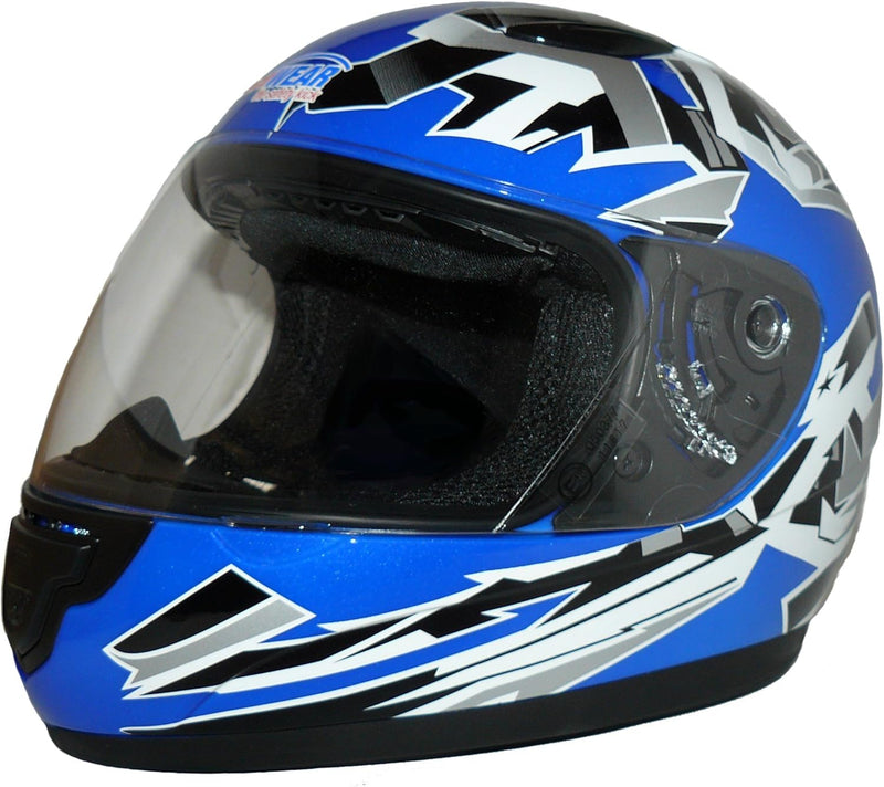 Protectwear SA03-BL-XS Kinder Motorradhelm, Integralhelm, Grösse XS (YL 52-53cm), Blau/Weiss XS (You