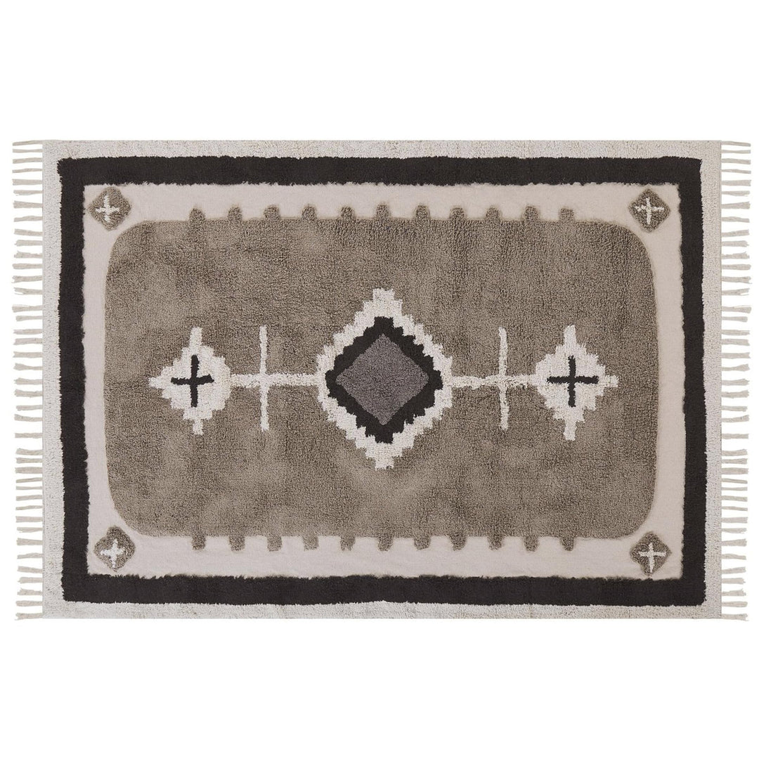 Teppich Baumwolle beige / braun geometrisches Muster Fransen 160 x 230 cm Geyve