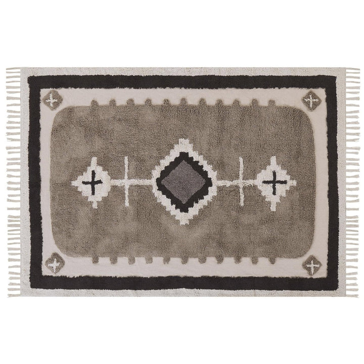 Teppich Baumwolle beige / braun geometrisches Muster Fransen 160 x 230 cm Geyve