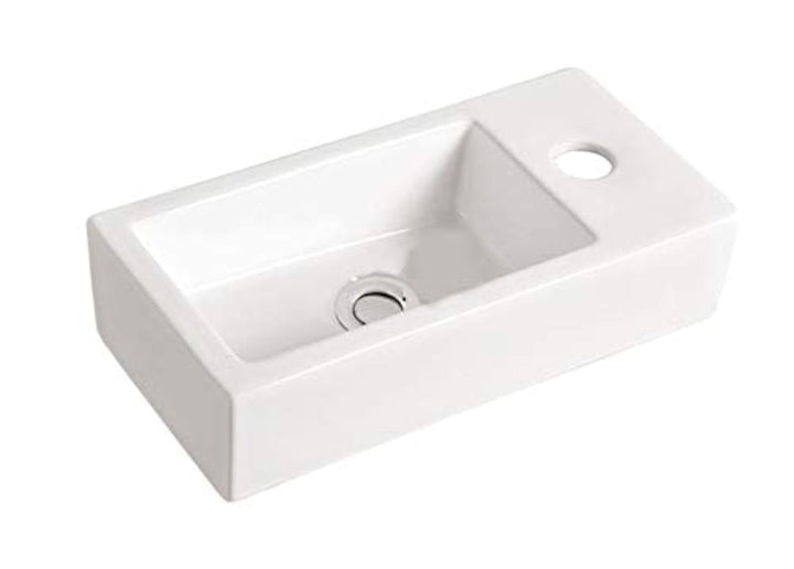 Grünblatt Waschbecken Hänge-Waschtisch mit Lotus Effekt Nano-Beschichtung (36 x18x9-Rechts), 36 x18x