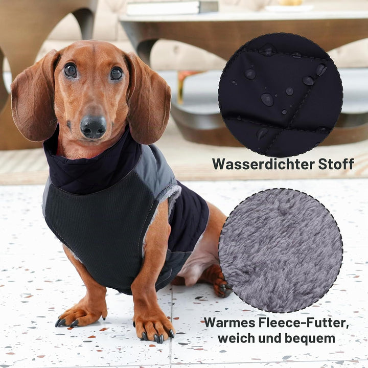 Warmer Fleece-Hundemantel für kleine Hunde, D-Ringe, wasserdichte Welpenjacke für den kalten Winter,