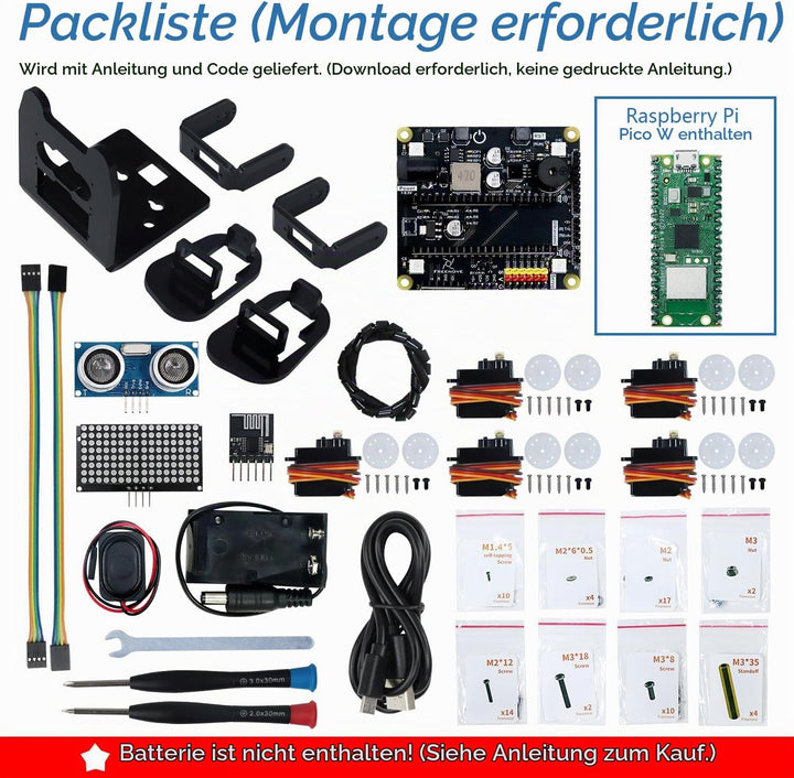 Freenove Bipedal Robot Kit for Raspberry Pi Pico W (Included) (Compatible with Arduino IDE), LED Mat