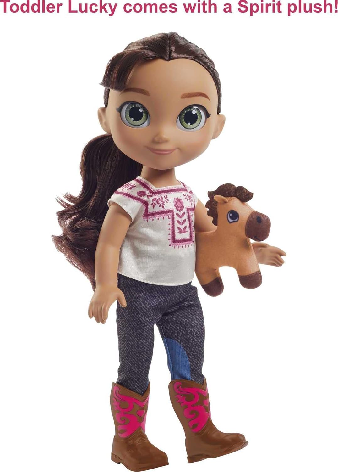 Dreamworks Spirit GXF93 - "Spirit - frei und ungezähmt" Lucky Kleinkind-Puppe (ca. 35cm), Jeans-Outf