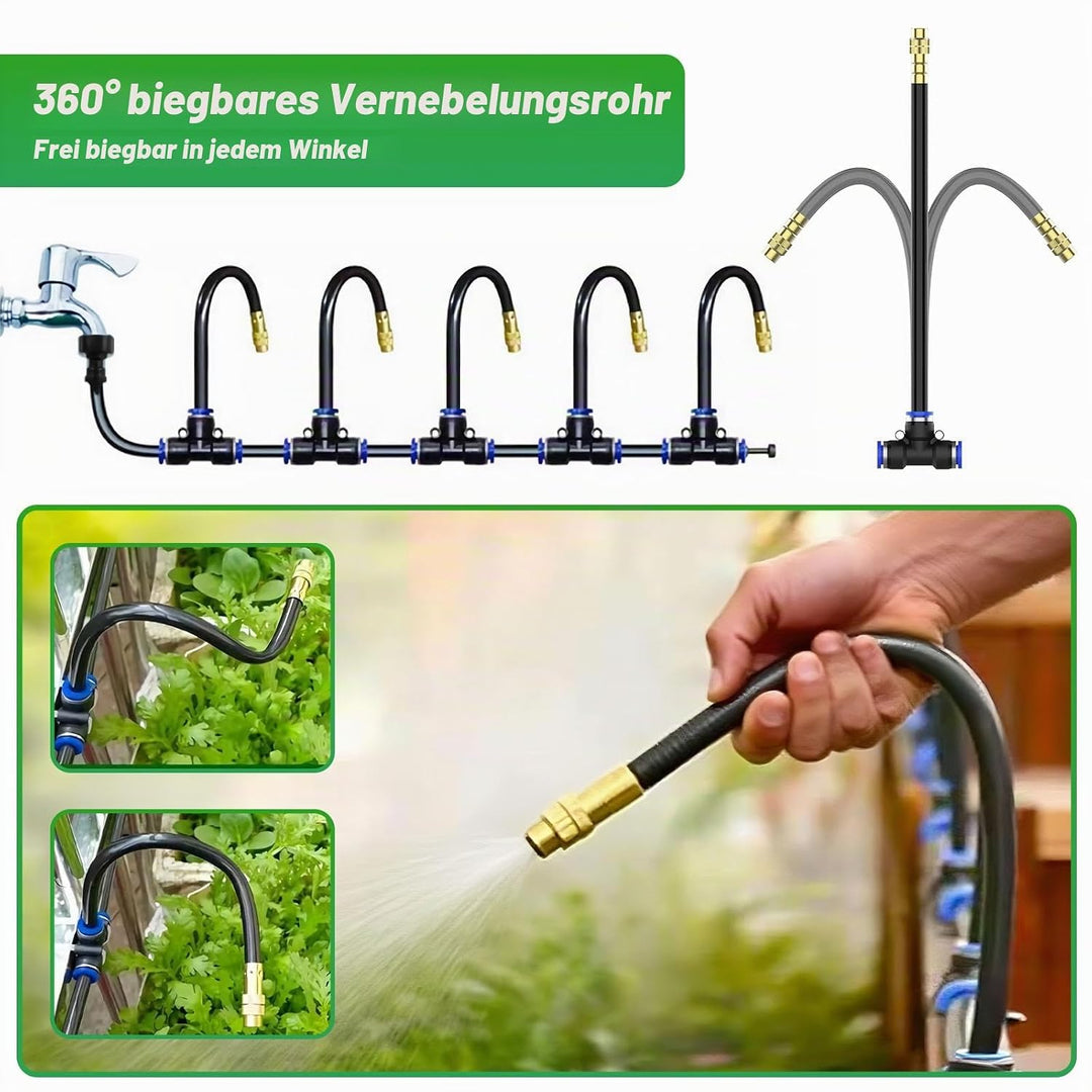 360° Einstellbar Garten Bewässerungssystem, Garten Bewässerungsschlauch Kit 15M with 15 Düsen, Tropf