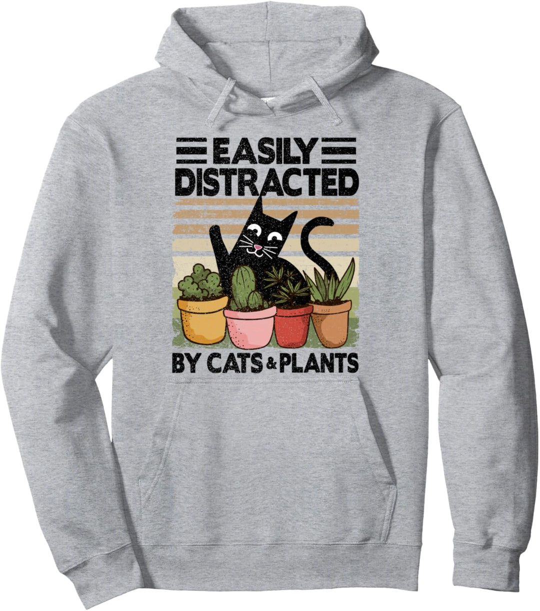 Lässt sich leicht von Katzen und Pflanzen ablenken Pullover Hoodie