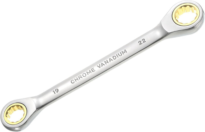 QUARKZMAN Doppelbox-Endringschlüssel 19mm x 22mm Metrisch 72-Zahn-Ratschengetriebe-Schlüsselwerkzeug