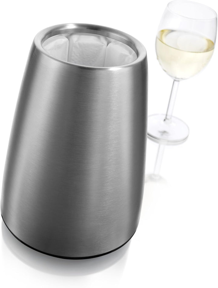 Vacu Vin Weinkühler Elegant - Edelstahl Flaschenkühler mit Kühlakku für Standardweinflaschen - Isoli