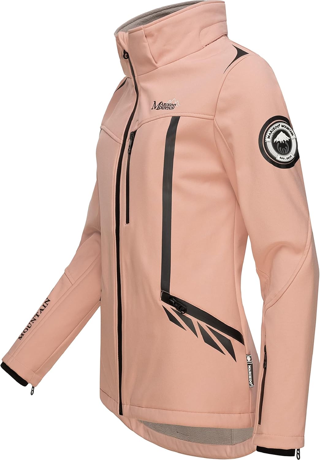 MARIKOO Damen Softshelljacke wasserdichte Funktionsjacke mit Abnehmbarer Kapuze Mount-Cho-Oyu, XS Ro
