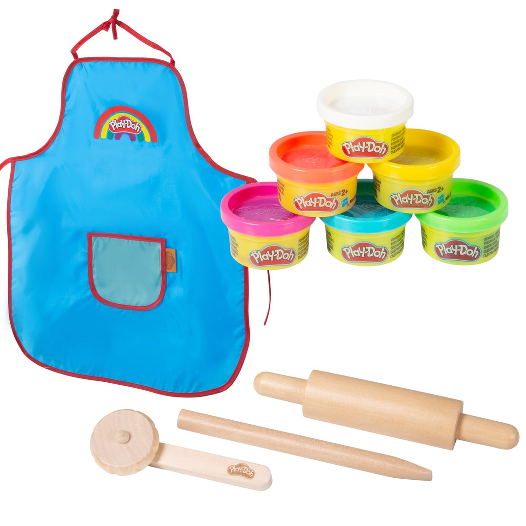 roba x Play-Doh Kompaktes Spielset - FSC-Holzwerkzeuge, 6 Knetdosen &amp; Schürze - Nachhaltiges, spielf