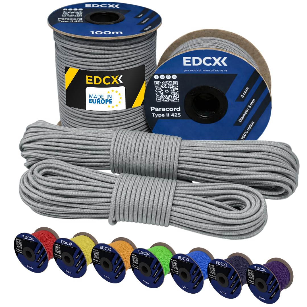 3mm Nylon Paracord 425 (15, 30, 50 und 100m) - Typ II, 100% Nylonseil, 3 Litzen Seil, 3mm Nylonseil