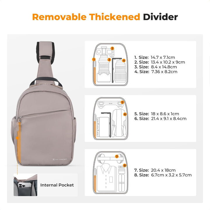K&amp;F CONCEPT Kameratasche, Kamera Sling Tasche Schultertasche Fotorucksack Klein, Wasserdichter Kamer