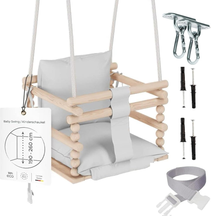 MAMOI® Babyschaukel, Schaukel Indoor und Outdoor, Holzschaukel für Baby und Kinder, Kinderschaukel,