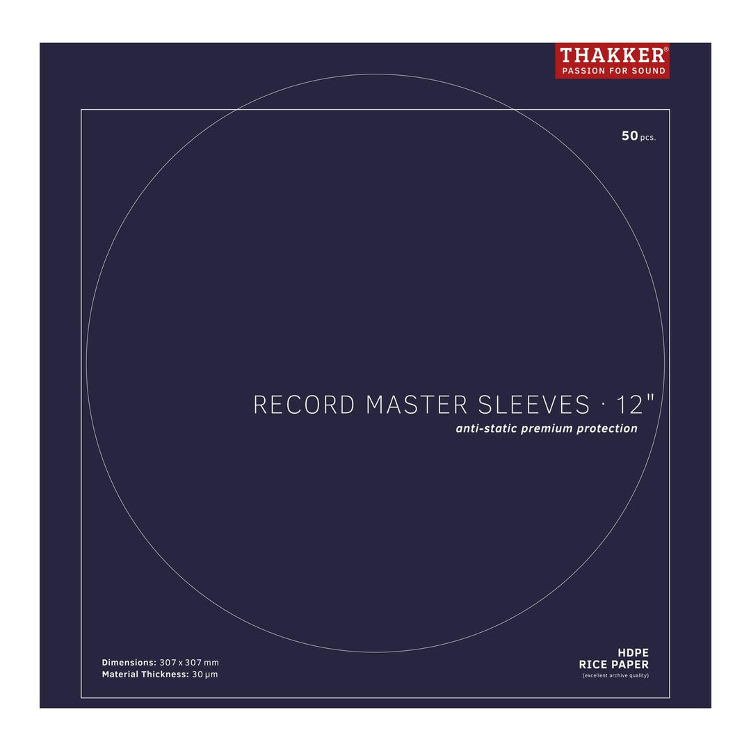 THAKKER Record Master Sleeves 12" - Premium Schallplattenhüllen für 12 Zoll Vinyl (100 Stück) | Anti