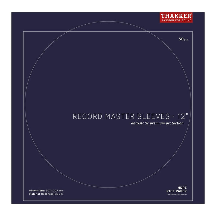 THAKKER Record Master Sleeves 12" - Premium Schallplattenhüllen für 12 Zoll Vinyl (100 Stück) | Anti