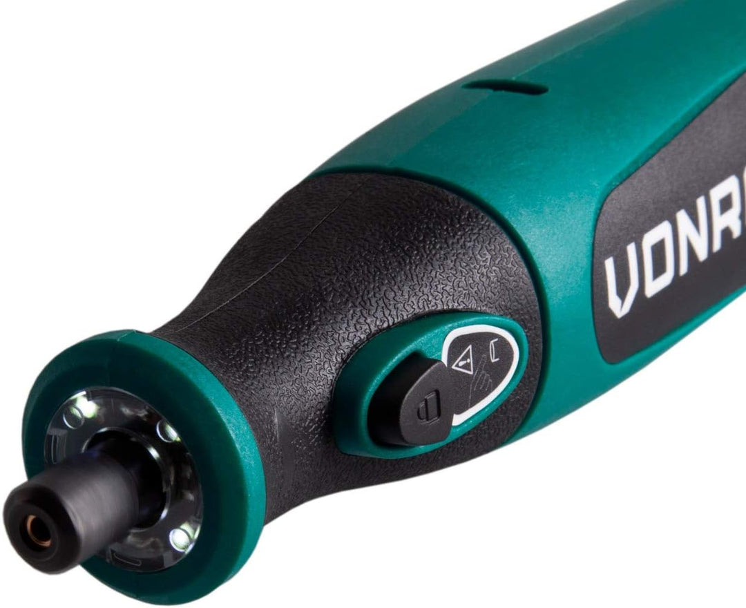 VONROC Mini-Multifunktionswerkzeug, 8 V, drehbar, mit 24 Zubehörteilen, Ladegerät und Schutzhülle fü