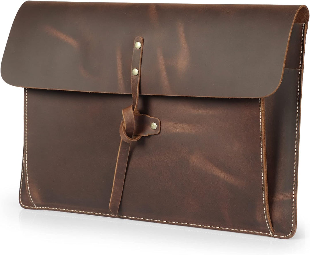 Londo Real Grain Leather MacBook Pro Case with Front Pocket &amp; Flap Closure (Zimt, 15-16 Zoll), OTTO5