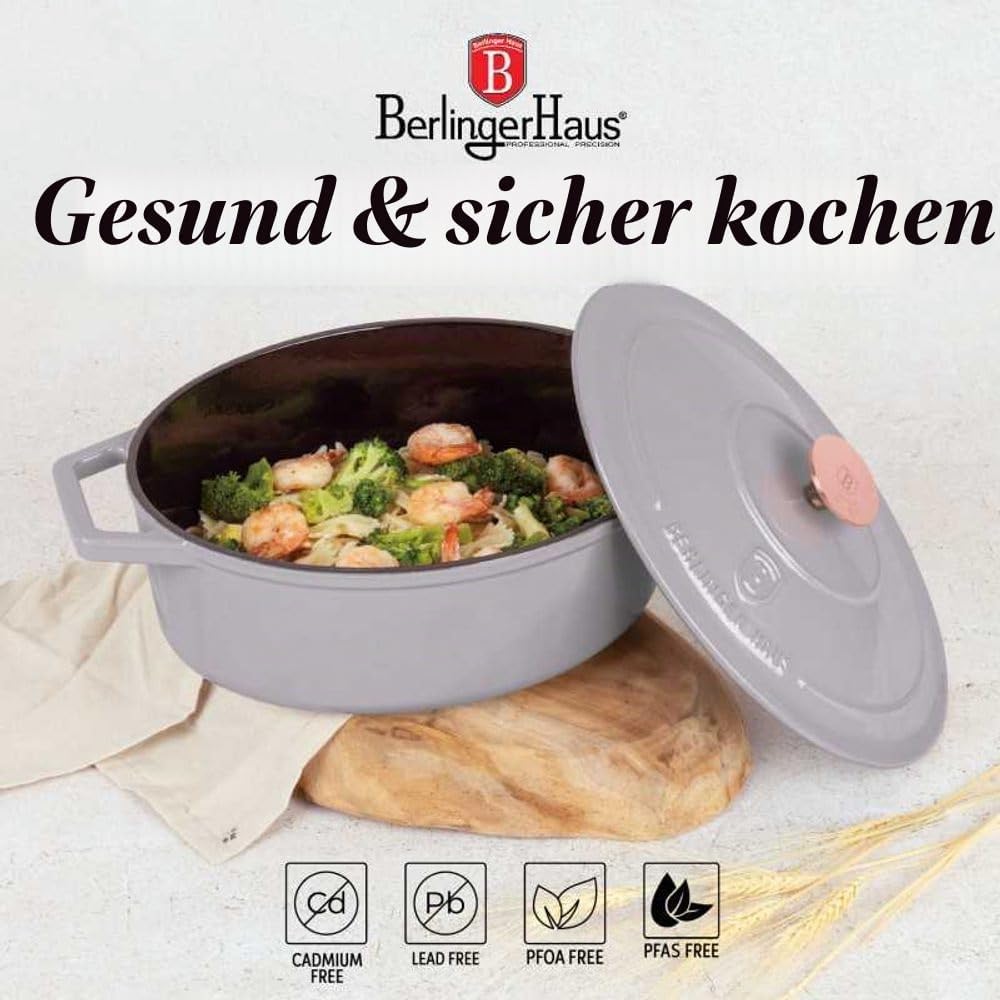 Berlinger Haus Gusseisen-Backform mit Deckel 30 cm Taupe Collection BH-6541