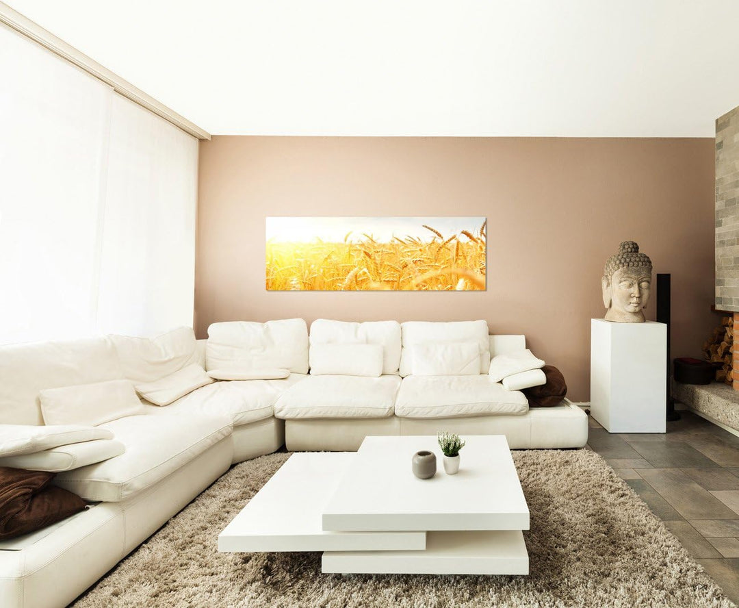 Augenblicke Wandbilder Keilrahmenbild Wandbild 150x50cm Kornfeld Herbst Sonnenstrahlen