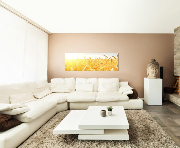 Augenblicke Wandbilder Keilrahmenbild Wandbild 150x50cm Kornfeld Herbst Sonnenstrahlen