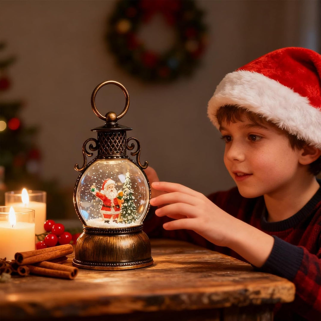 Weihnachts Schneekugel Laterne - Winterliches Retro Ornament,Weihnachtliche Leuchtende Schneekugel D