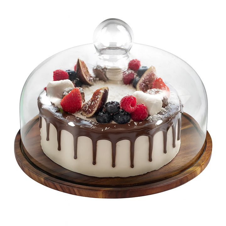 Relaxdays Tortenplatte, Glasdeckel, Kuchenplatte, hält Lebensmittel frisch, HD: 16x28 cm, Käseglocke
