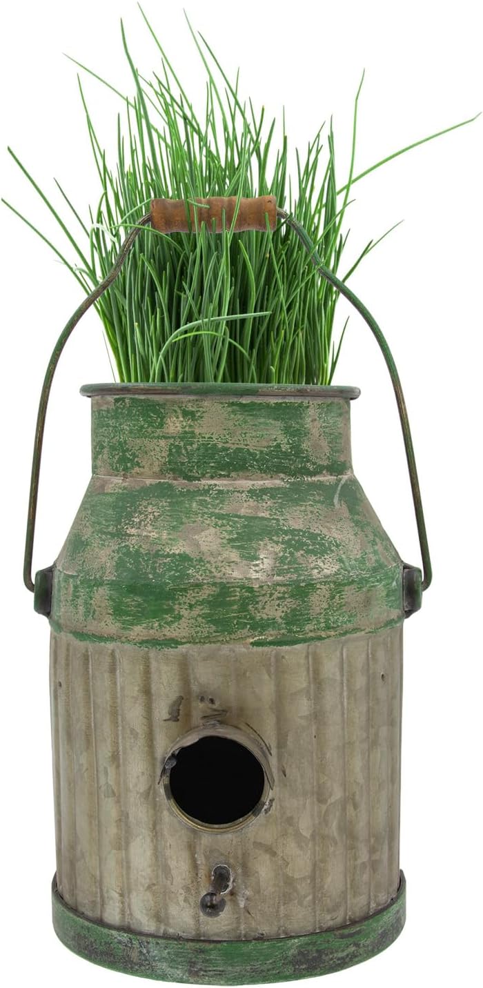Vogelhaus Balkon und Garten Vintage Deko Milchkanne - Nistkasten für Vögel für Draussen - Wanddeko V
