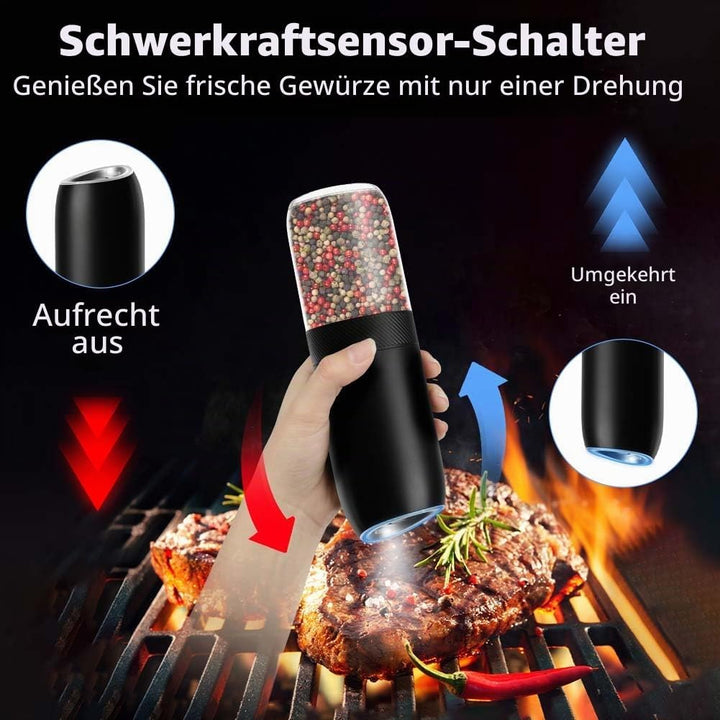 HOTUT Gravity Elektrisches Salz und Pfeffermühlen Set, 2er Elektrisch Gewürzmühlen Salzmühle, Automa