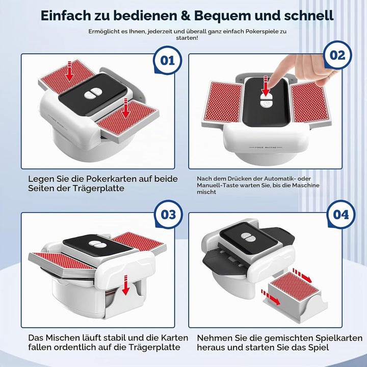Kartenmischmaschine Elektrische,Automatischer Kartenmischer,Kartenmischgerät,Mischmaschine für 1–2 D