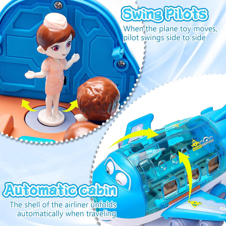 Elektronisches Flugzeug Spielzeug mit blinkenden Lichtern Musik, Krabbel Spielzeug, 360°drehbares el