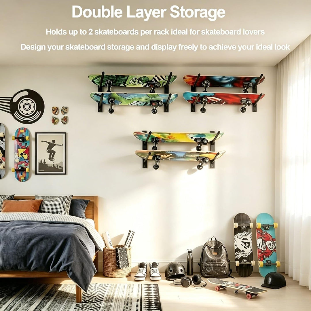 Bijun Wandhalterung für Skateboards, Wandaufsteller für Snowboard, Wandhalter für Ski, Horizontal, W