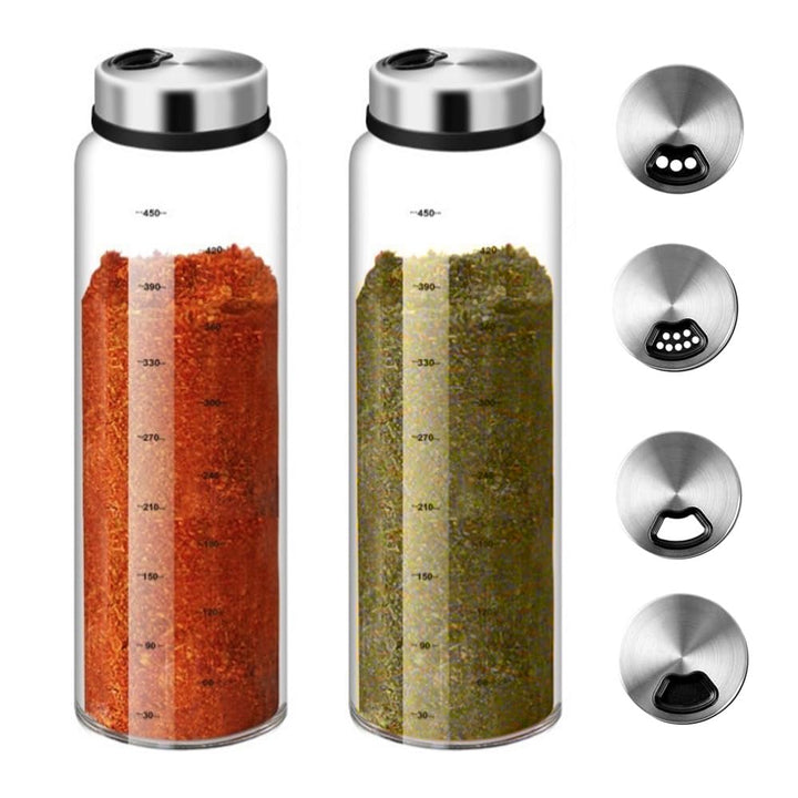 500 ML Gewürzgläser Mit Drehdeckel：2 Stück GewüRzgläSer,Mit 3 Arten Von GewüRzlöChern,Borosilikatgla