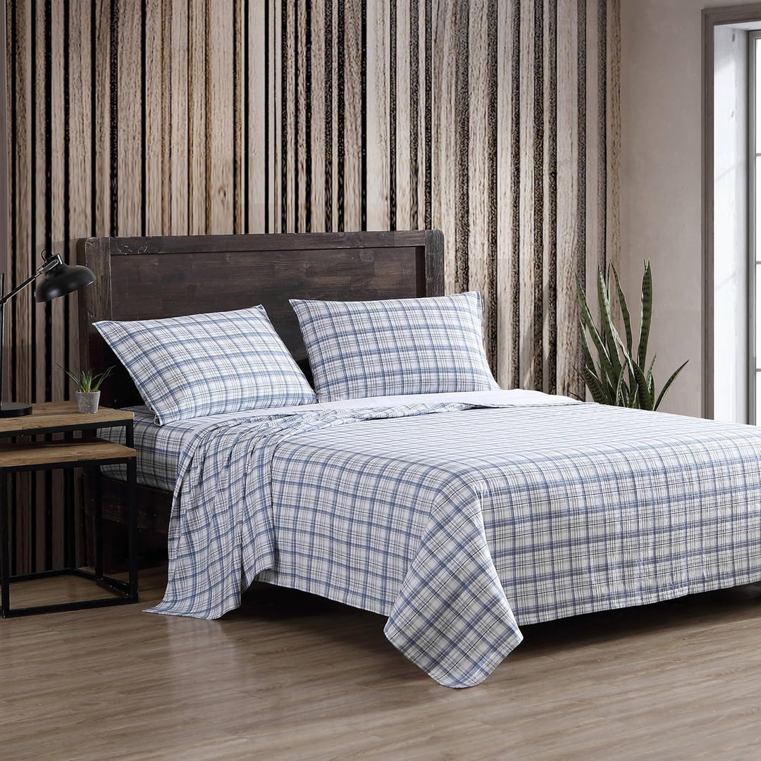 Eddie Bauer - Vollständige Bettlaken, Baumwoll-Flanell-Bettwäsche-Set, gebürstet für zusätzliche Wei