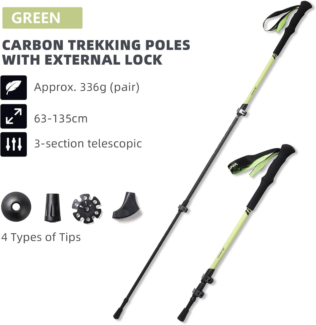BISINNA Teleskop Wanderstöcke Carbon mit Eva, Leichte Nordic Walking Stöcke für Damen und Herren, Tr