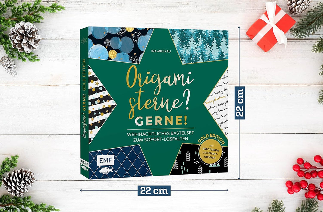 Origamisterne? Gerne! – Gold Edition – Weihnachtliches Bastelset zum Sofort-Losfalten: Mit Anleitung