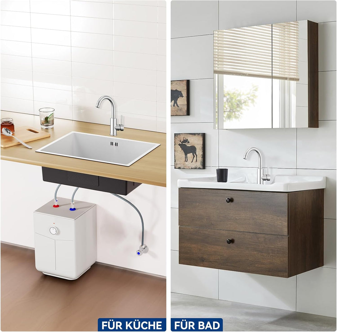 Auralum Küchenarmatur Niederdruck Armatur Küche/Bad, 360°Drehbar Wasserhahn Küche Niederdruck mit 3