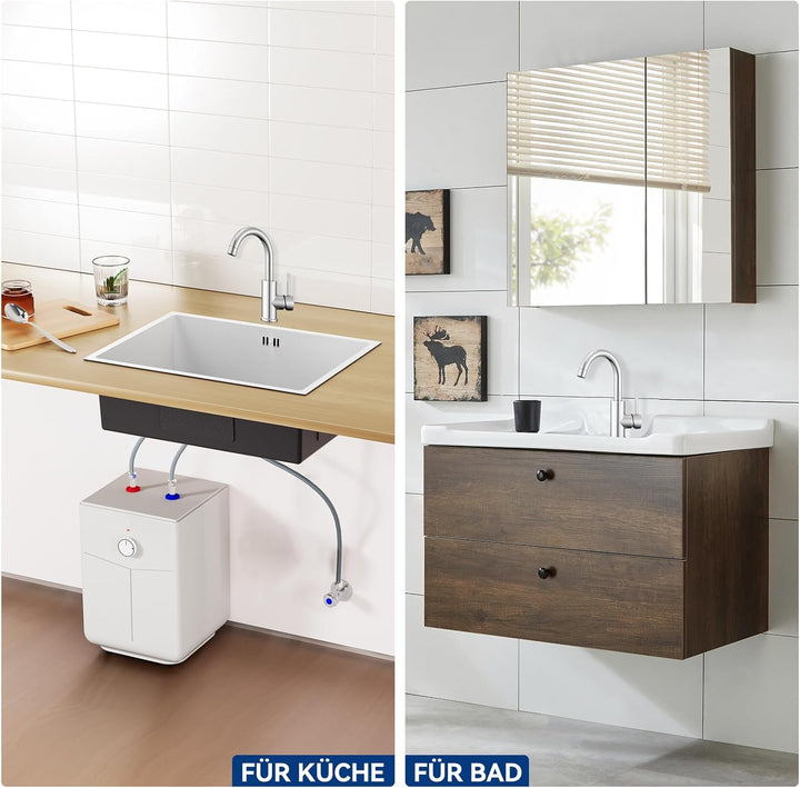Auralum Küchenarmatur Niederdruck Armatur Küche/Bad, 360°Drehbar Wasserhahn Küche Niederdruck mit 3